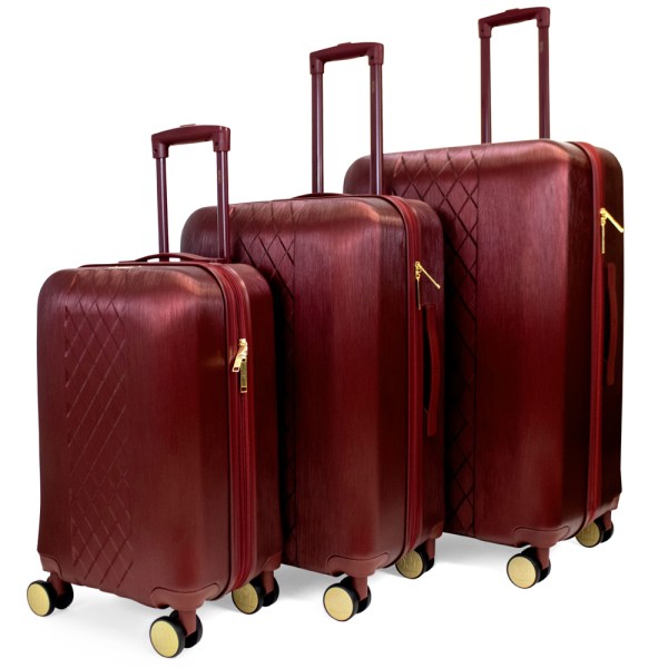 Diamond Expandable Luggage Set - Burgundy